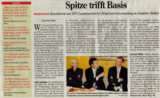Der Kreisparteitag in der Hohenloher Zeitung